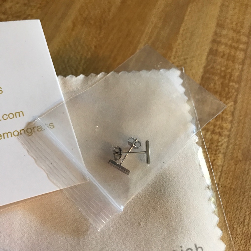 lemon grass bar earrings sterling silver minimal